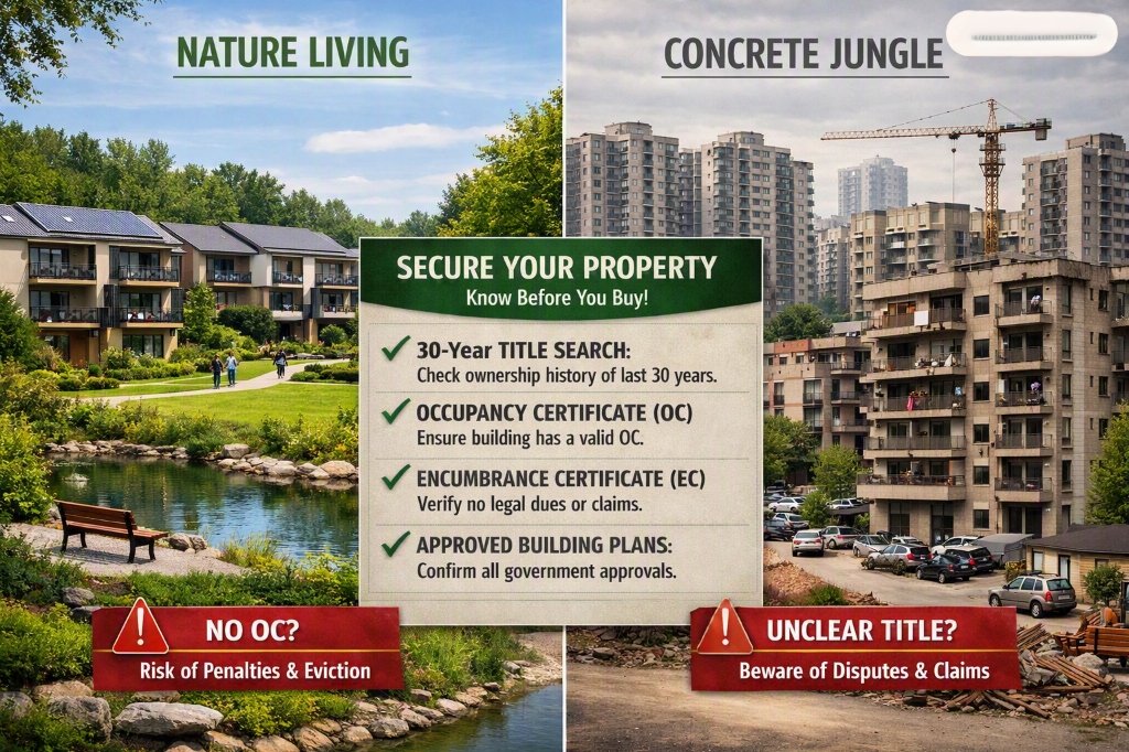 Nature Living vs Concrete Jungle Real Estate Verification Infographic Guide